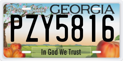 GA license plate PZY5816