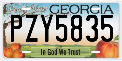 GA license plate PZY5835