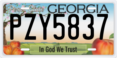 GA license plate PZY5837