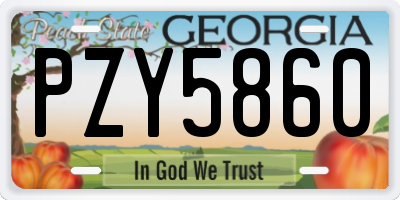 GA license plate PZY5860