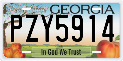 GA license plate PZY5914