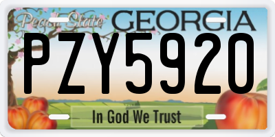 GA license plate PZY5920