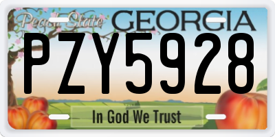 GA license plate PZY5928