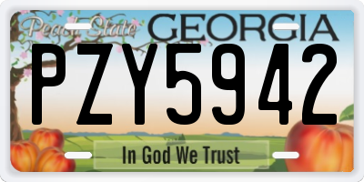 GA license plate PZY5942