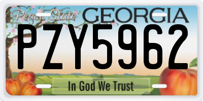 GA license plate PZY5962