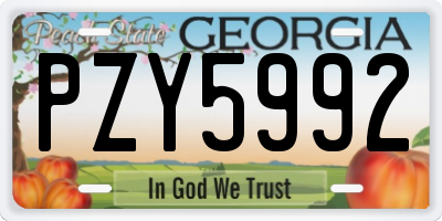GA license plate PZY5992