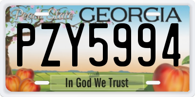 GA license plate PZY5994