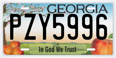 GA license plate PZY5996