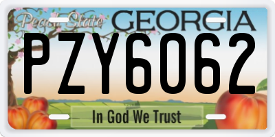 GA license plate PZY6062