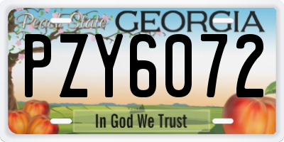 GA license plate PZY6072