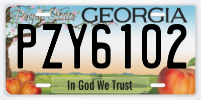 GA license plate PZY6102