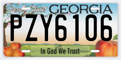 GA license plate PZY6106