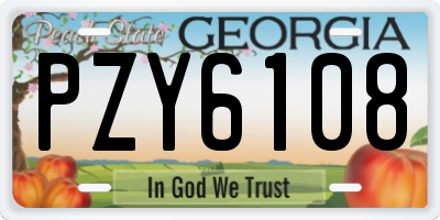 GA license plate PZY6108