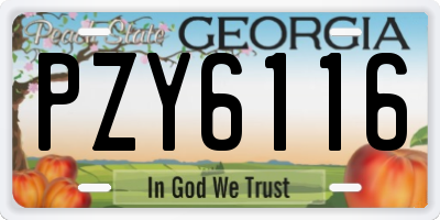 GA license plate PZY6116