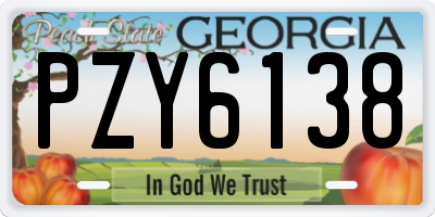 GA license plate PZY6138