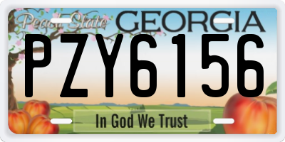 GA license plate PZY6156