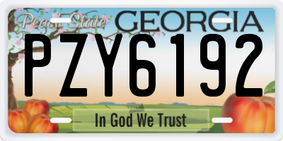 GA license plate PZY6192