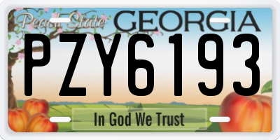 GA license plate PZY6193