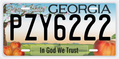 GA license plate PZY6222