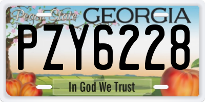 GA license plate PZY6228