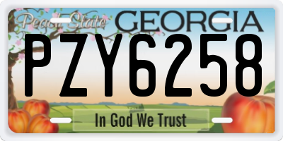 GA license plate PZY6258