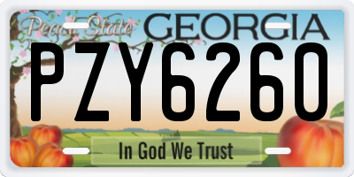 GA license plate PZY6260