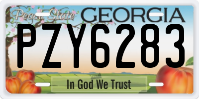 GA license plate PZY6283