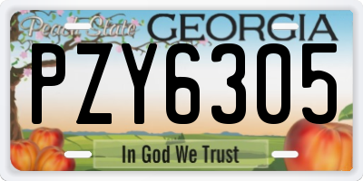 GA license plate PZY6305