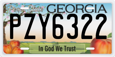 GA license plate PZY6322