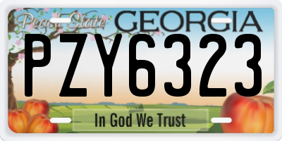 GA license plate PZY6323