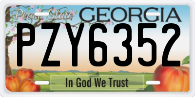 GA license plate PZY6352