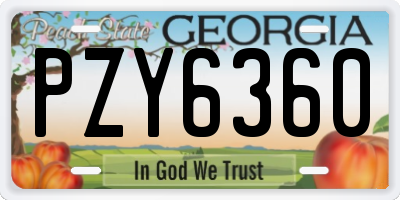 GA license plate PZY6360