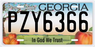 GA license plate PZY6366