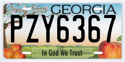 GA license plate PZY6367