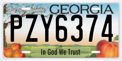 GA license plate PZY6374