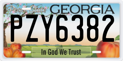 GA license plate PZY6382