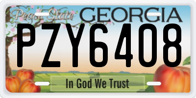 GA license plate PZY6408