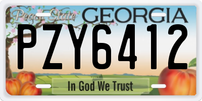 GA license plate PZY6412