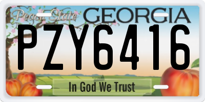 GA license plate PZY6416