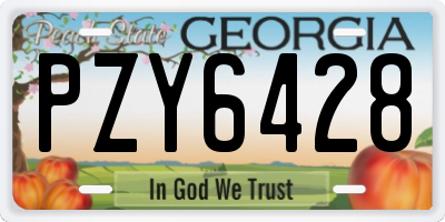 GA license plate PZY6428
