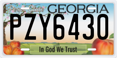 GA license plate PZY6430