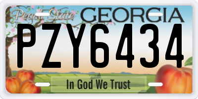 GA license plate PZY6434