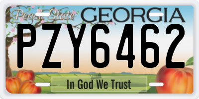 GA license plate PZY6462