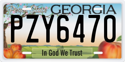GA license plate PZY6470