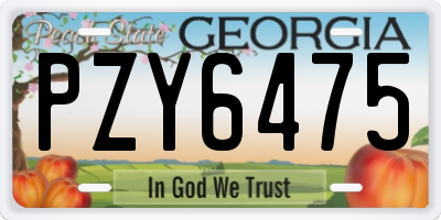 GA license plate PZY6475