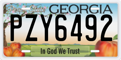 GA license plate PZY6492