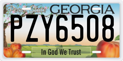 GA license plate PZY6508