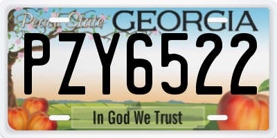 GA license plate PZY6522