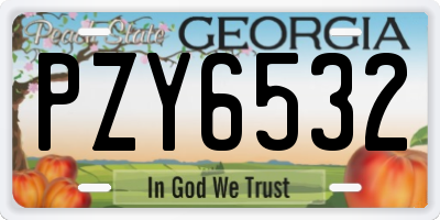 GA license plate PZY6532