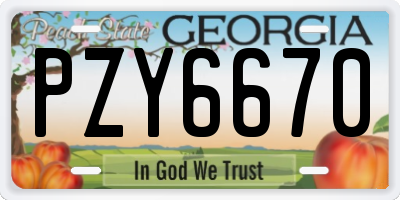 GA license plate PZY6670